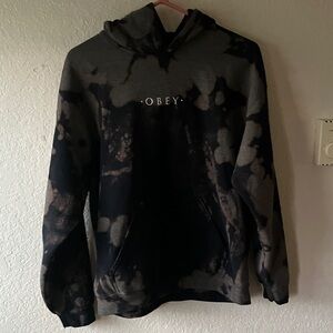 Obey Black and Gray Tie-Dye Hoodie